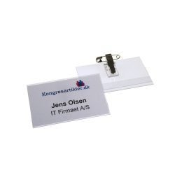 Navneskilt med clips og nl - 51x80 mm - Serie 14