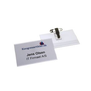 Navneskilt med clips og nl - 51x80 mm - Serie 14