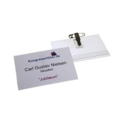 Navneskilt med clips og nl - 60x90 mm - Serie 14