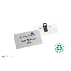 Deluxe navneskilt med klemme og nl - 40x70 mm - Serie 37