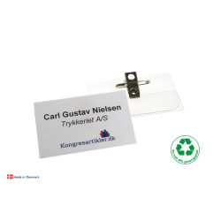 Deluxe navneskilt med plastklemme - 51x80 mm - Serie 39