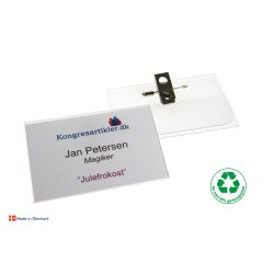 Deluxe navneskilt med klemme og nl - 60x90 mm - Serie 37