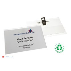 Deluxe navneskilt med klemme og nl - 74x105 mm - Serie 37