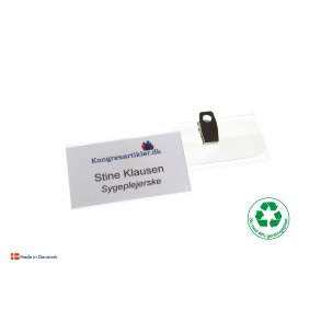 Deluxe navneskilt med klemme - 40x70 mm - Serie 38