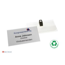 Deluxe navneskilt med klemme - 51x90 mm - Serie 38