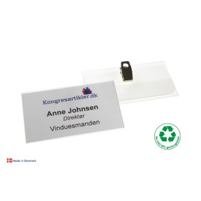 Deluxe navneskilt med klemme - 51x90 mm - Serie 38