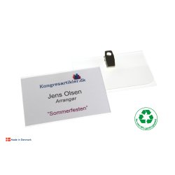 Deluxe navneskilt med klemme - 60x90 mm - Serie 38