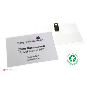 Deluxe navneskilt med klemme - 74x105 mm - Serie 38