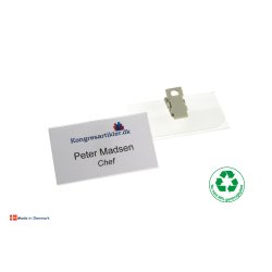 Deluxe navneskilt med plastklemme - 40x70 mm - Serie 39