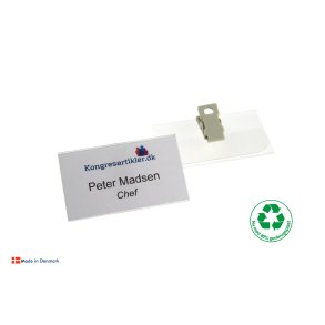 Deluxe navneskilt med plastklemme - 40x70 mm - Serie 39