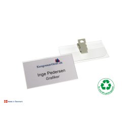 Deluxe navneskilt med plastklemme - 40x75 mm - Serie 39