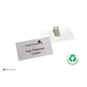 Deluxe navneskilt med plastklemme - 40x75 mm - Serie 39