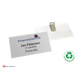 Deluxe navneskilt med plastklemme - 51x90 mm - Serie 39