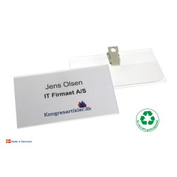 Deluxe navneskilt med plastklemme - 60x105 mm - Serie 39