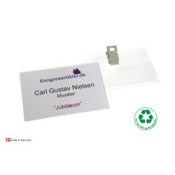 Deluxe navneskilt med plastklemme - 60x90 mm - Serie 39