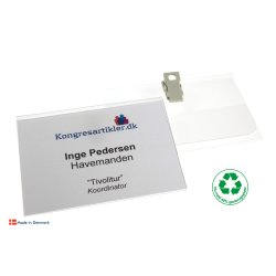 Deluxe navneskilt med plastklemme - 74x105 mm - Serie 39