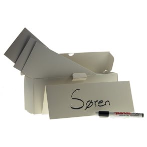 Karton: 'Klar til brug' bordskilte