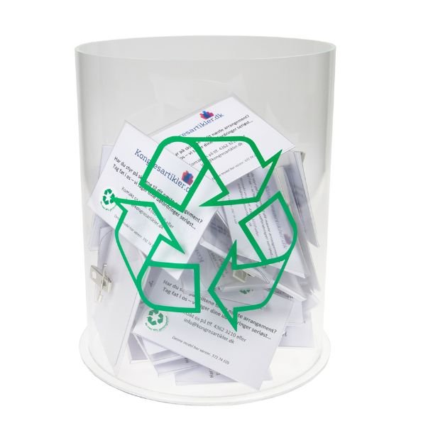 Indsamlings cylinder med recycle-logo