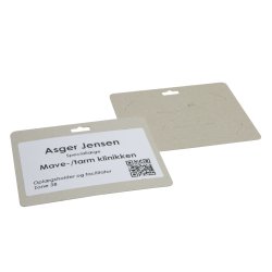 Navneskilt af 100% genanvendt pap til onsite print label - 60x100 mm